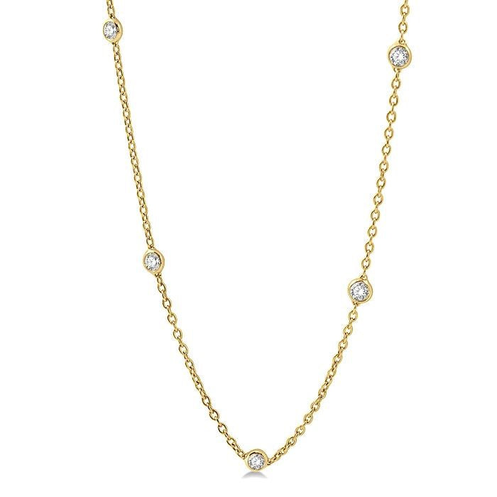 1 1/2 Ctw Round Cut Diamond Fashion Necklace in 14K Yellow Gold