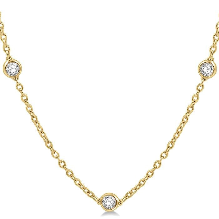 1 1/2 Ctw Round Cut Diamond Fashion Necklace in 14K Yellow Gold