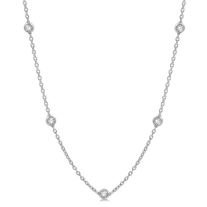 1 1/2 Ctw Round Cut Diamond Station Necklace in Platinum