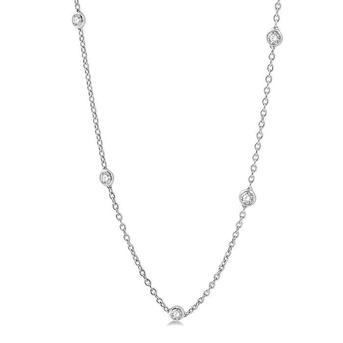 1 1/2 Ctw Round Cut Diamond Station Necklace in Platinum