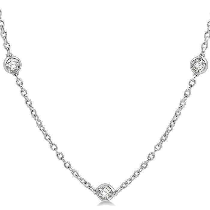 1 1/2 Ctw Round Cut Diamond Station Necklace in Platinum