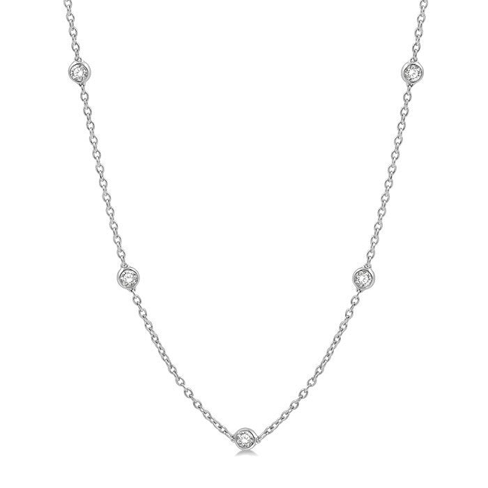 1 Ctw Round Cut Diamond Station Necklace in Platinum
