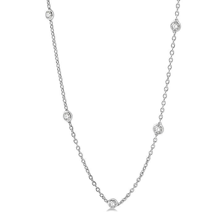 1 Ctw Round Cut Diamond Station Necklace in Platinum