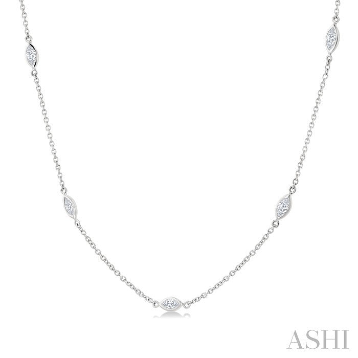 1 Ctw Marquise Cut Diamond Fashion Necklace in 14K White Gold