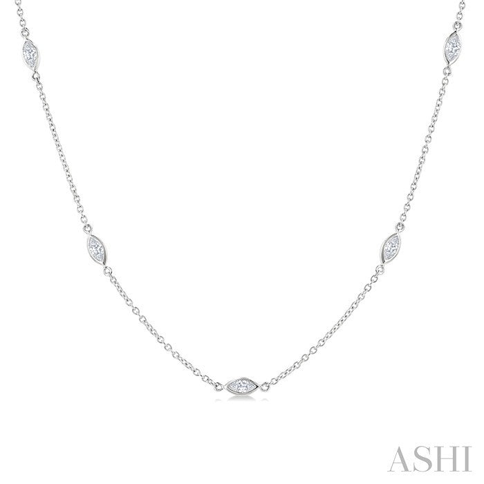 1 Ctw Marquise Cut Diamond Fashion Necklace in 14K White Gold