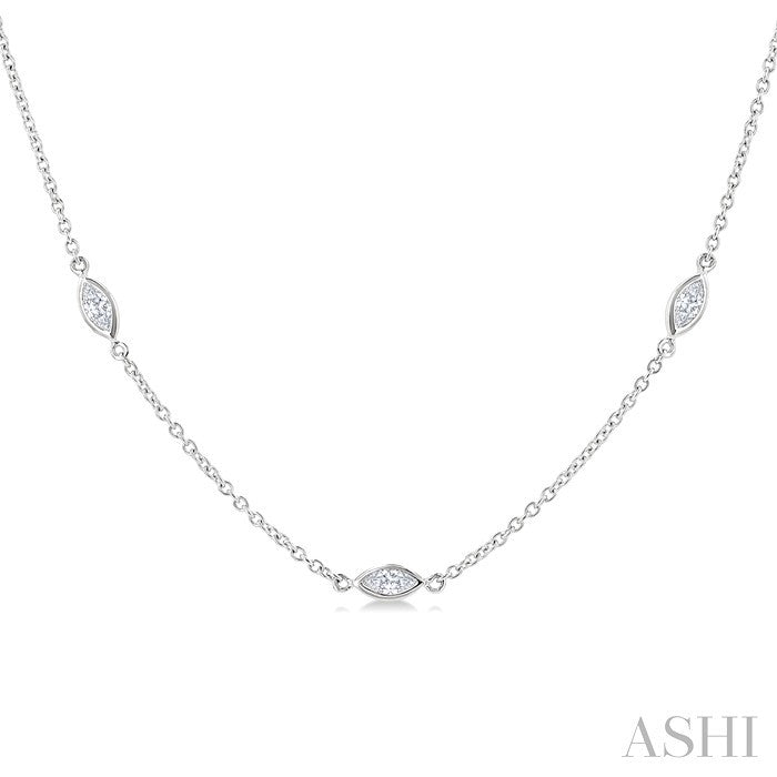 1 Ctw Marquise Cut Diamond Fashion Necklace in 14K White Gold
