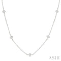 1 1/2 Ctw Princess Cut Diamond Station Necklace in 14K White Gold