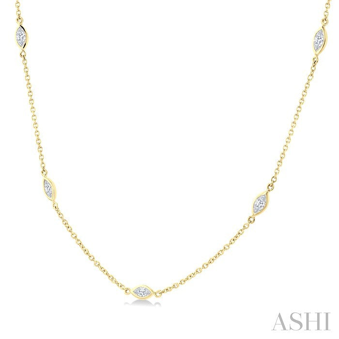 1 1/2 Ctw Marquise Cut Diamond Fashion Necklace in 14K Yellow Gold