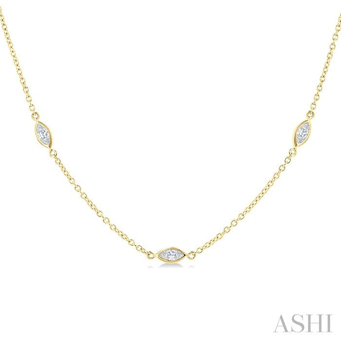 1 1/2 Ctw Marquise Cut Diamond Fashion Necklace in 14K Yellow Gold