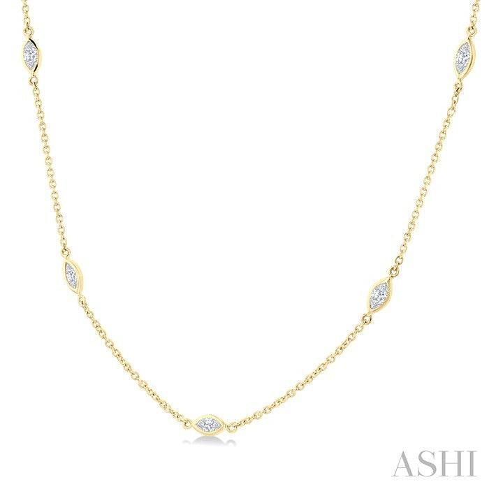 1 Ctw Marquise Cut Diamond Fashion Necklace in 14K Yellow Gold