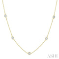 1 1/2 Ctw Bezel Set Oval Cut Diamond Station Necklace in 14K Yellow Gold