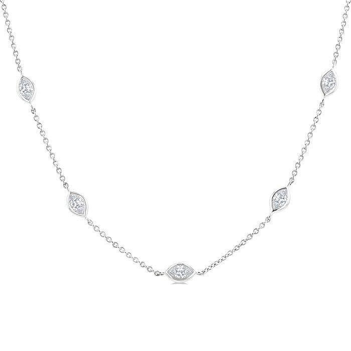 2 Ctw Marquise Cut Diamond Fashion Necklace in 14K White Gold
