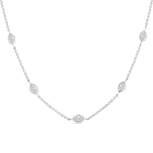 2 Ctw Marquise Cut Diamond Fashion Necklace in 14K White Gold