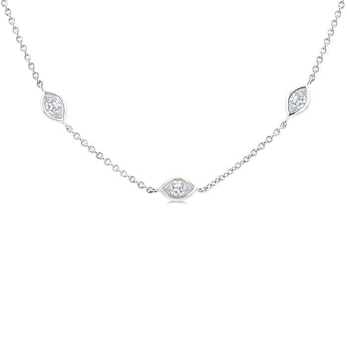 2 Ctw Marquise Cut Diamond Fashion Necklace in 14K White Gold