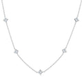 2 Ctw Princess Cut Diamond Station Necklace in 14K White Gold