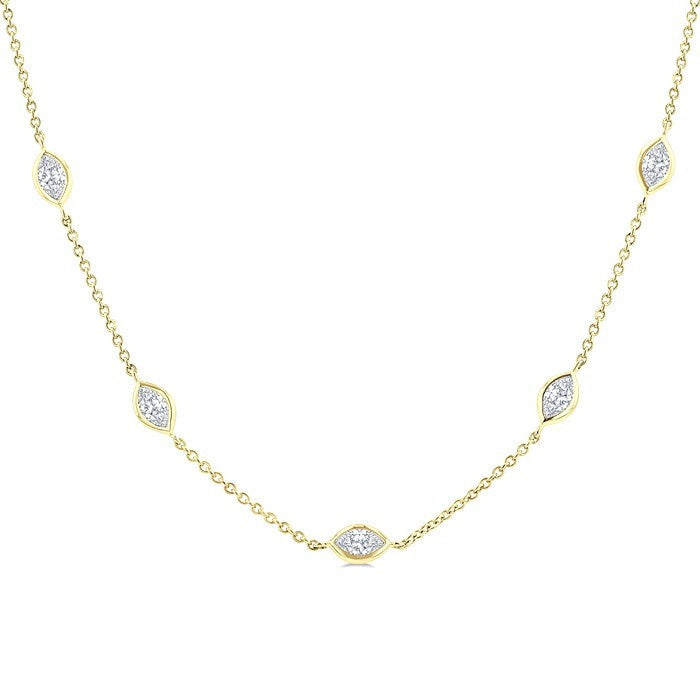 2 Ctw Marquise Cut Diamond Fashion Necklace in 14K Yellow Gold