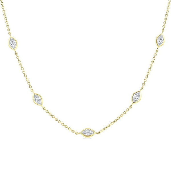 2 Ctw Marquise Cut Diamond Fashion Necklace in 14K Yellow Gold