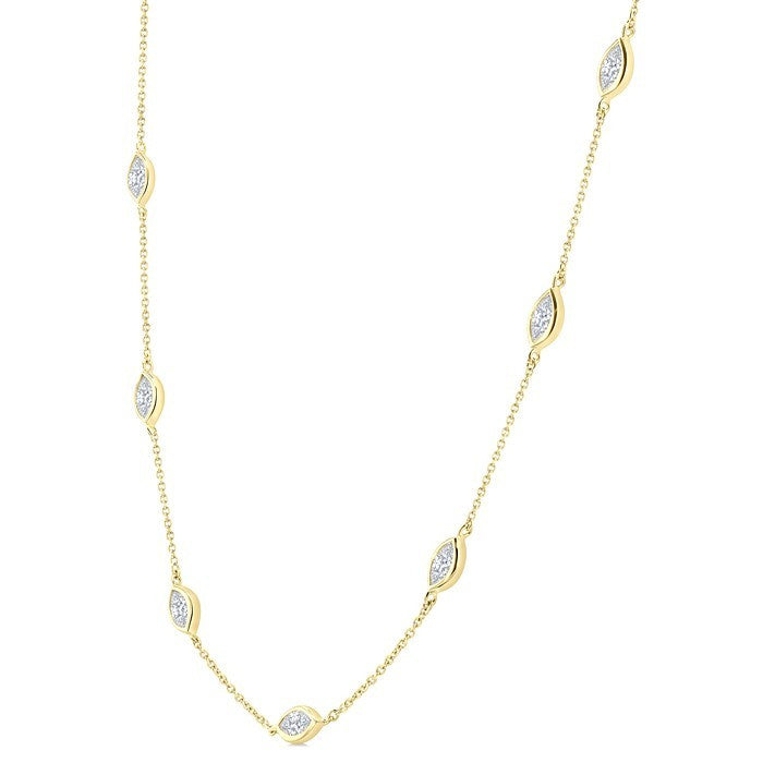 2 Ctw Marquise Cut Diamond Fashion Necklace in 14K Yellow Gold