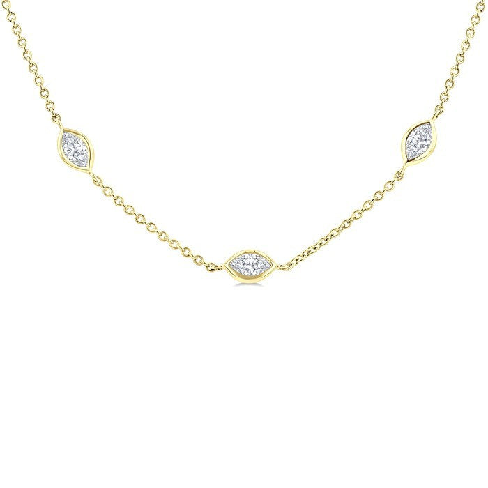 2 Ctw Marquise Cut Diamond Fashion Necklace in 14K Yellow Gold