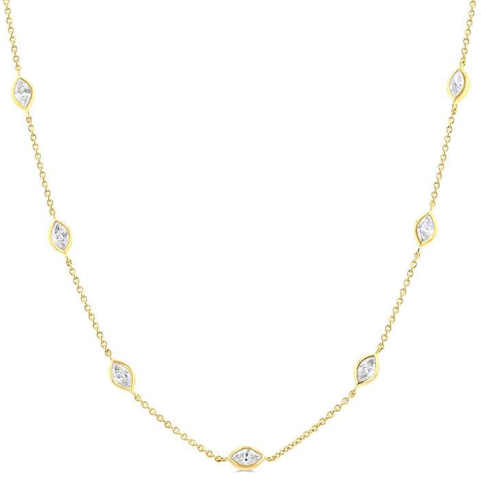 Elysian Marquise Shape Diamond Station Necklace