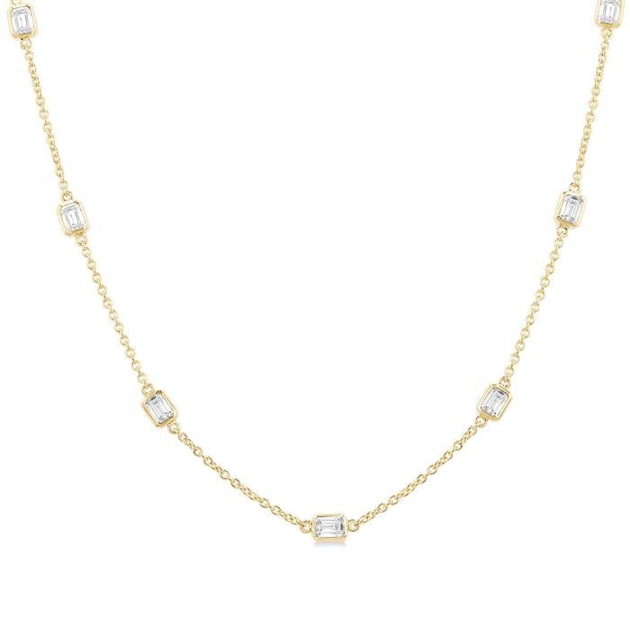 2 Ctw Emerald Cut Diamond Fashion Necklace in 14K Yellow Gold