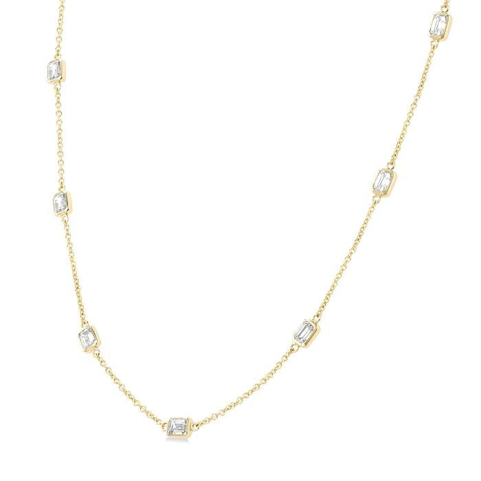 2 Ctw Emerald Cut Diamond Fashion Necklace in 14K Yellow Gold