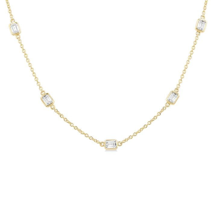 2 Ctw Emerald Cut Diamond Fashion Necklace in 14K Yellow Gold