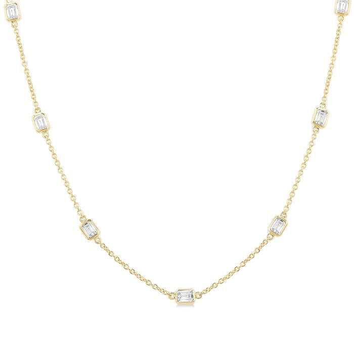 Juno Emerald Shape Diamond Station Necklace