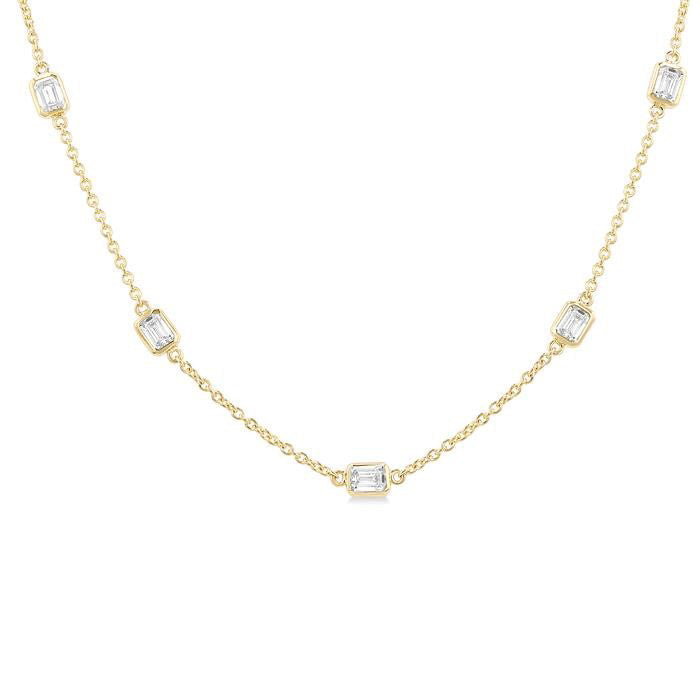 Juno Emerald Shape Diamond Station Necklace