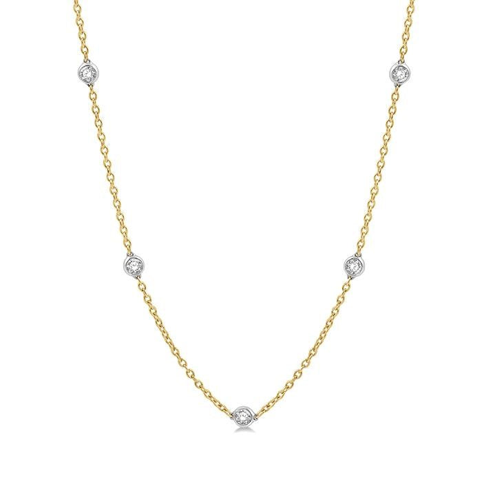 2 Ctw Round Cut Diamond Fashion Necklace in 14K Yellow and White Gold