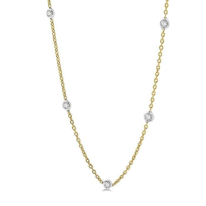 2 Ctw Round Cut Diamond Fashion Necklace in 14K Yellow and White Gold