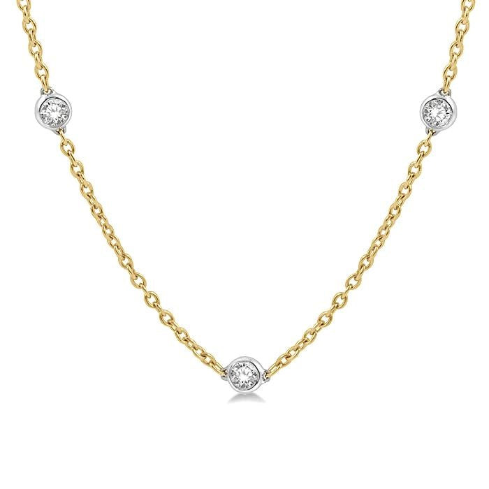 2 Ctw Round Cut Diamond Fashion Necklace in 14K Yellow and White Gold