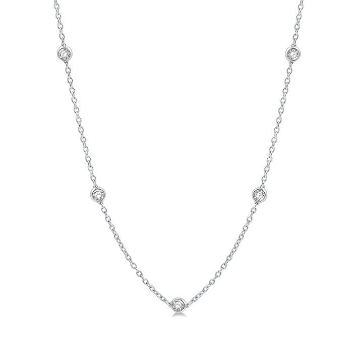 2 Ctw Round Cut Diamond Station Necklace in Platinum