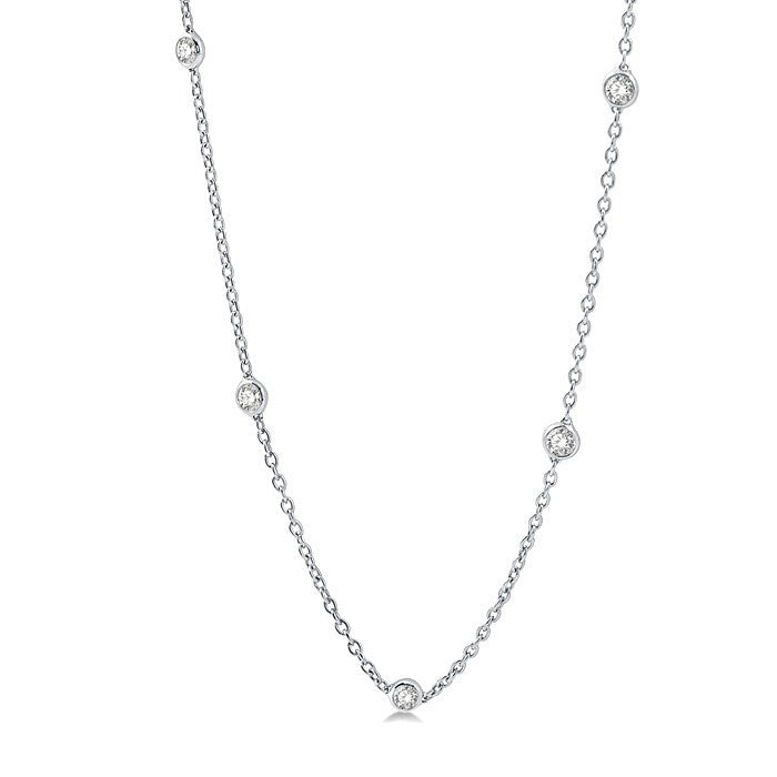 2 Ctw Round Cut Diamond Station Necklace in Platinum