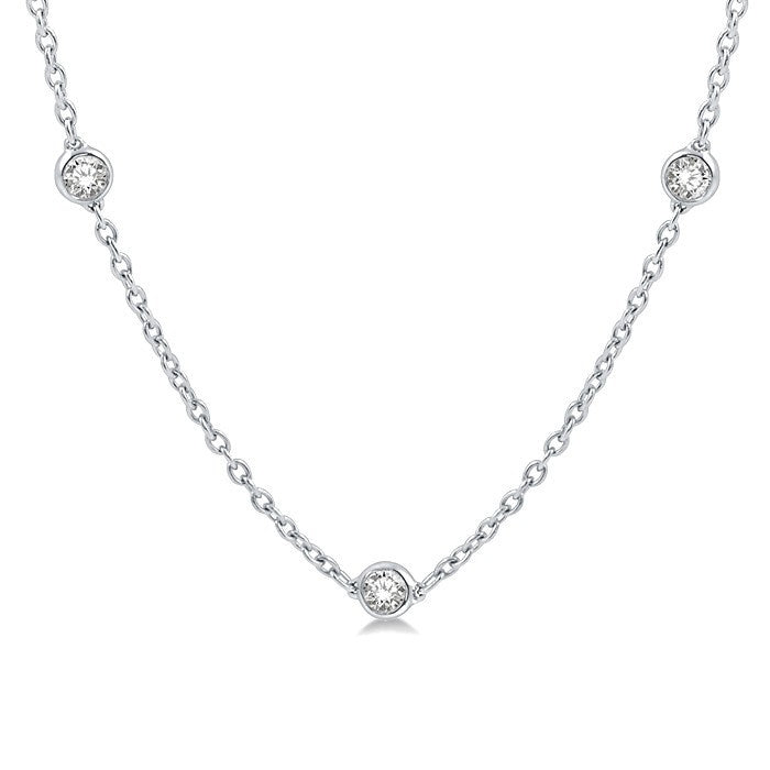 2 Ctw Round Cut Diamond Station Necklace in Platinum