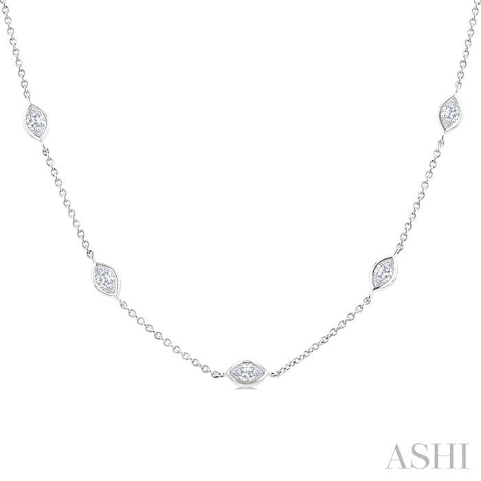 2 Ctw Marquise Cut Diamond Fashion Necklace in 14K White Gold