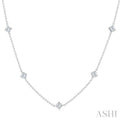 2 Ctw Princess Cut Diamond Station Necklace in 14K White Gold
