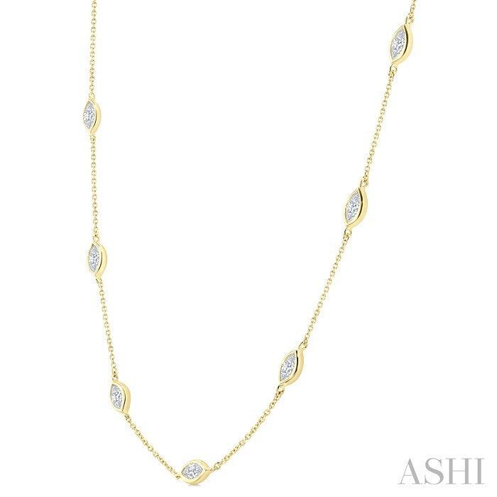 2 Ctw Marquise Cut Diamond Fashion Necklace in 14K Yellow Gold