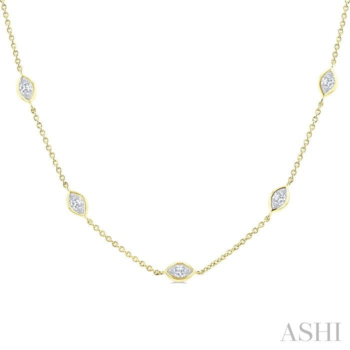 2 Ctw Marquise Cut Diamond Fashion Necklace in 14K Yellow Gold