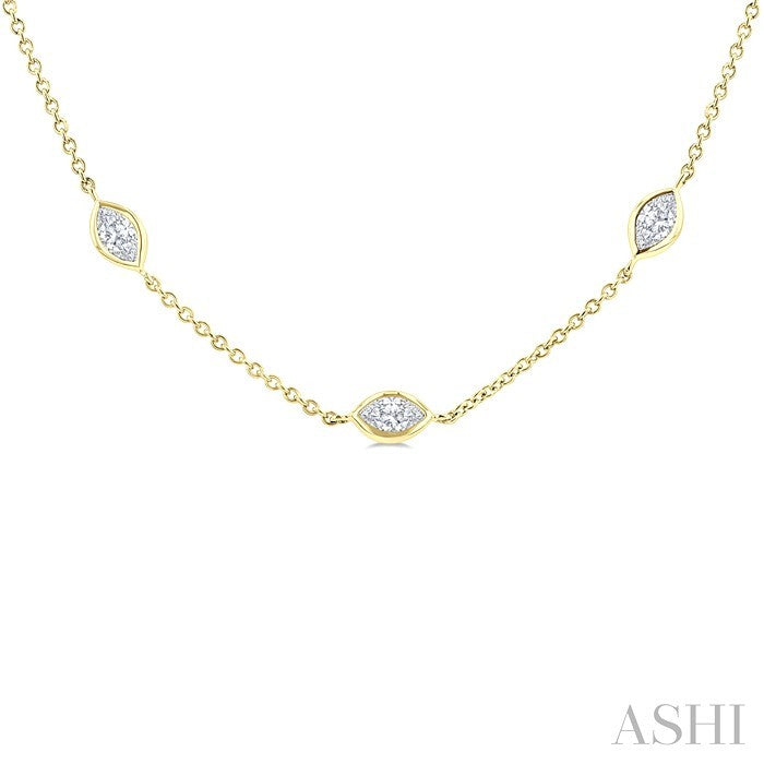 2 Ctw Marquise Cut Diamond Fashion Necklace in 14K Yellow Gold