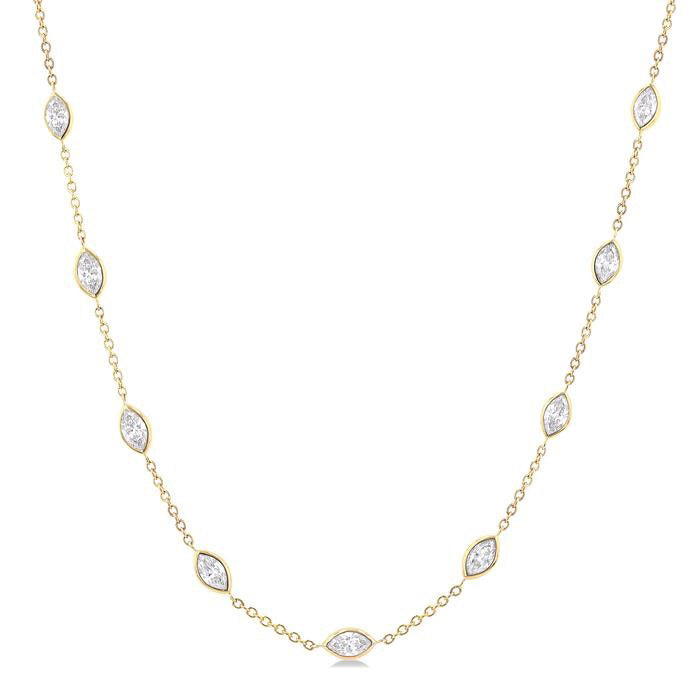 Thalia Marquise Shape Diamond Station Necklace
