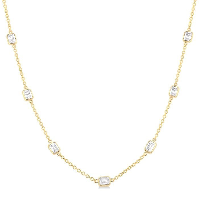3 Ctw Emerald Cut Diamond Fashion Necklace in 14K Yellow Gold