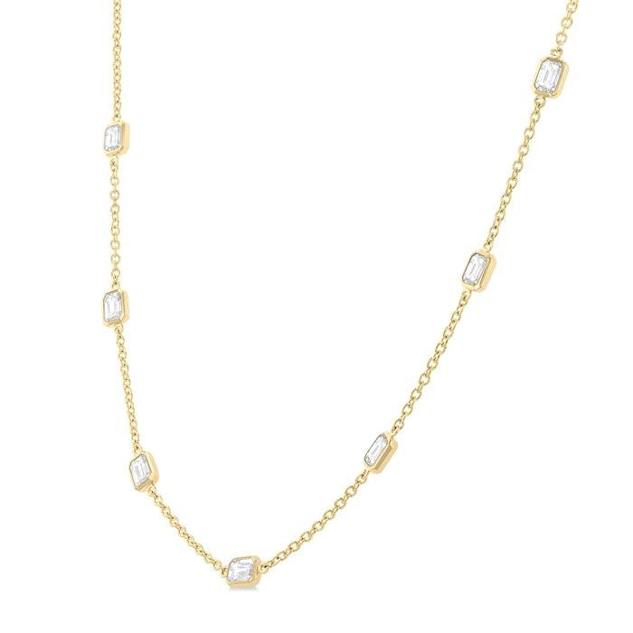 3 Ctw Emerald Cut Diamond Fashion Necklace in 14K Yellow Gold