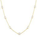 Beryl Emerald Shape Diamond Station Necklace