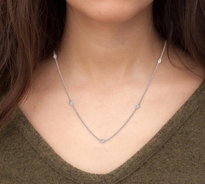 1/2 Ctw Round Cut Diamond Fashion Necklace in 14K White Gold