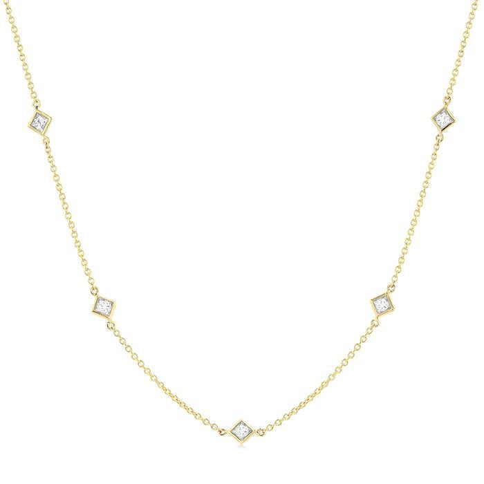 Cinder Princess Shape Diamond Station Necklace