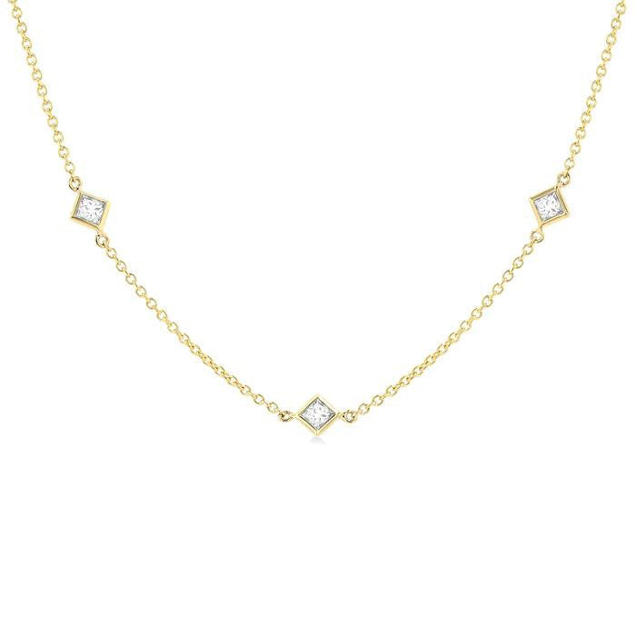 Cinder Princess Shape Diamond Station Necklace