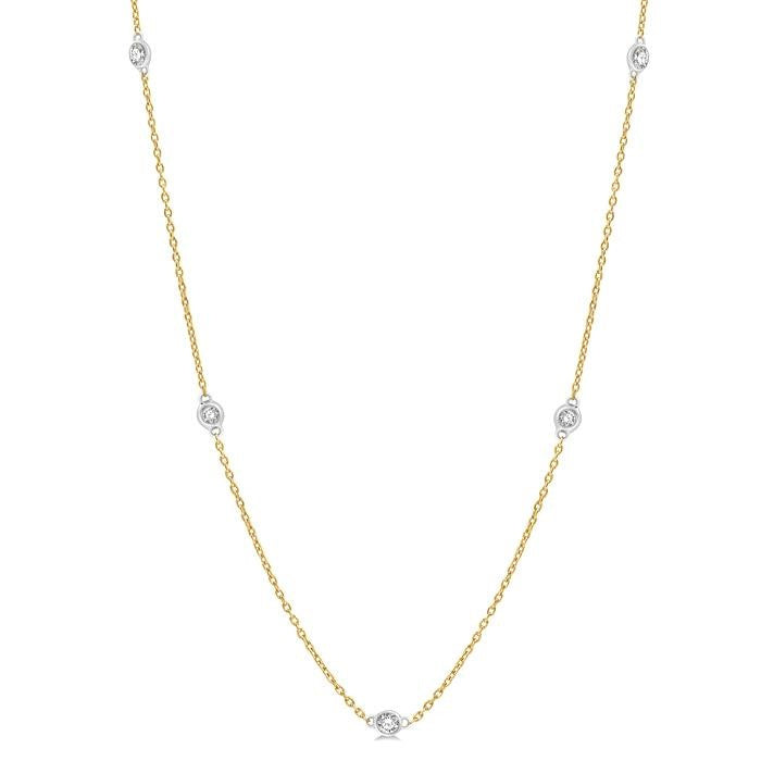 1/2 Ctw Round Cut Diamond Fashion Necklace in 14K Yellow and White Gold