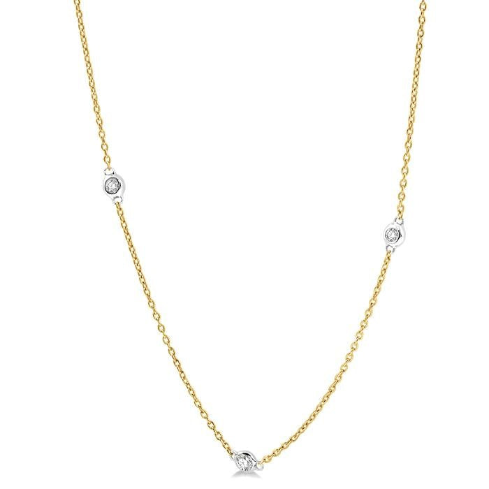 1/2 Ctw Round Cut Diamond Fashion Necklace in 14K Yellow and White Gold