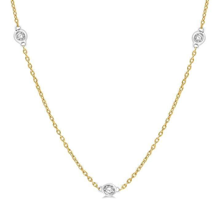 1/2 Ctw Round Cut Diamond Fashion Necklace in 14K Yellow and White Gold